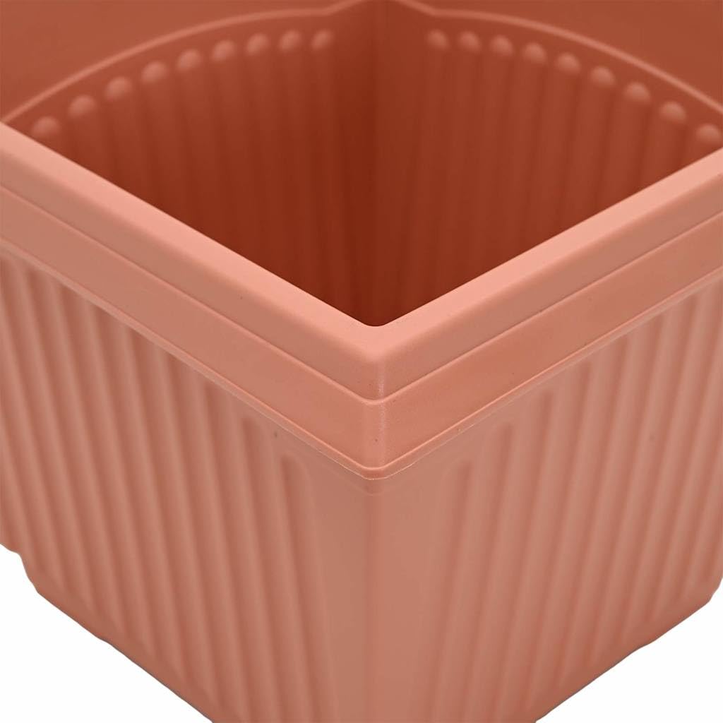 6er Set Blumentöpfe Ziegelrot 38x38x30 cm Quadratische Pflanzentöpfe aus Kunststoff für Außen und Innen Große Pflanzkübel mit Entwässerungslöchern für Garten Balkon Terrasse
