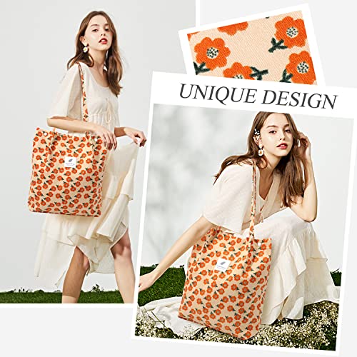 Large Corduroy Tote Bag Orange