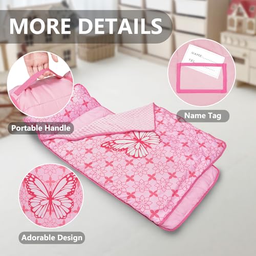 Image of Primlect Toddler Nap Mat with Removable Pillow and Fleece Blanket, Extra Large 55''x35'' Sleeping Bag, Washable, Light, Easy to Roll up, Perfect for Daycare, Preschool, Kindergarten, Travel