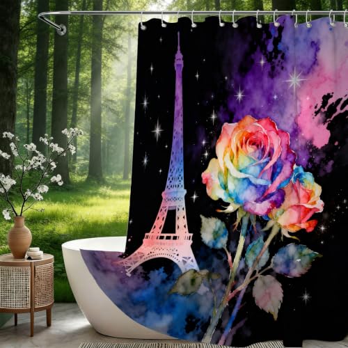 Rideau de douche 200x200 Tour Eiffel en tissu polyester imperméable
