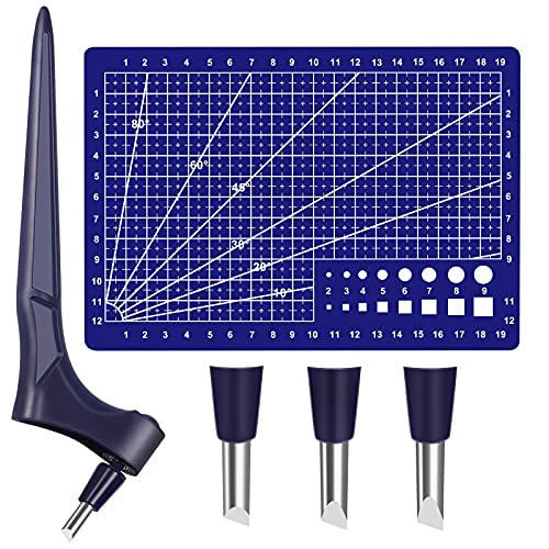 Craft Cutting Tools, 360 Degree Rotating Blade Upgrade Stainless Steel Craft Knives with A5 Cutting Mat and 3 Cutter Heads, Craft Tool Precision Art Knife Cutter Art Cutting Tool for Stencil Craft