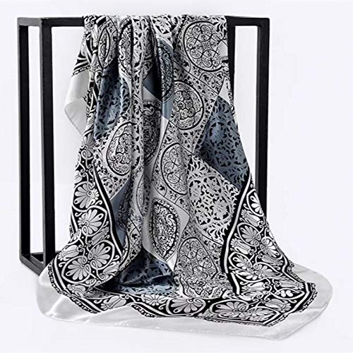 Châle Foulard en Soie Femmes Imprimer Cou De Cheveux Foulards Carrés Bureau Dames Châle Bandana Hijab Mouchoir Foulard Foulard Écharpe (66 90X90cm)