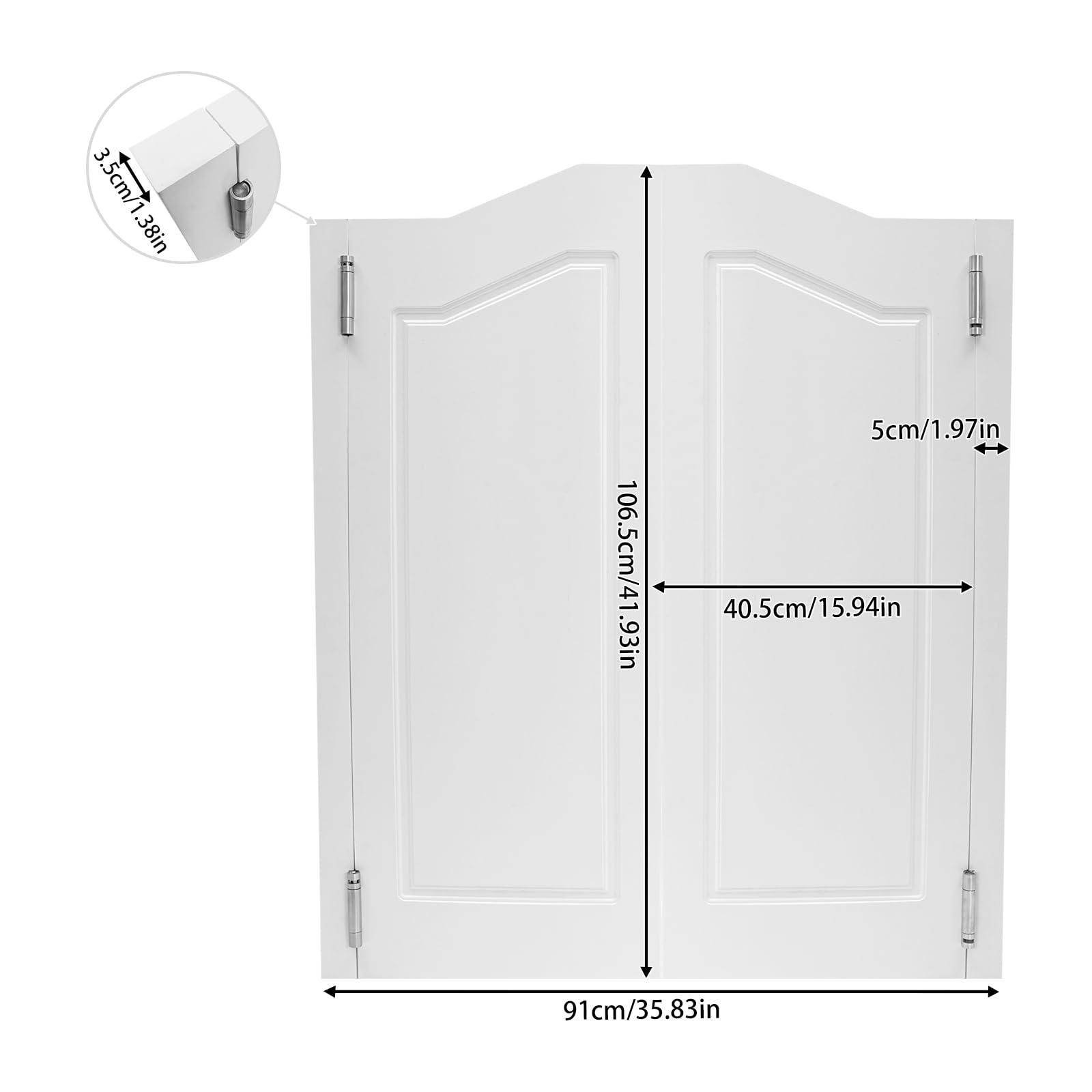 Porta a battente in legno, porta a battente, porta a battente in legno, porta a lamelle interna, 2 ante, 81 x 106,5 cm, spessore porta 3,5 cm, ideale per bar, giardino e salotti, con funzione di