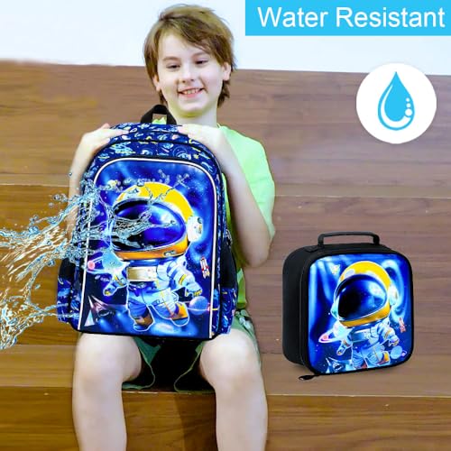 Image of CCJPX 3PCS Kids Backpack for Boys, 16 Inch Astronaut Water Resistant Preschool Bookbags, Cool Elementary Kindergarten School Backpacks and Lunch Box
