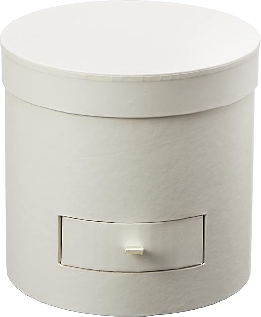 CREAM ROUND 15CM GIFT HAT FLOWER BOX LINED WITH DRAWER