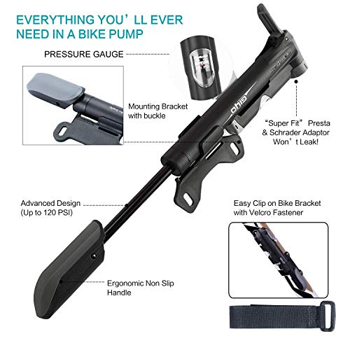 Youyoute Bike Repair Kits With Pressure Gauge Pump, Mini Bicycle Pump 120 Psi With Smart Valve, Fits Schrader Presta, Bike Flat Tire Repair Tools With Bag (Upgrade Smart Valve + Pressure Gauge) #TOP3