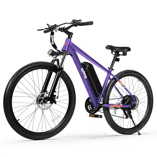 Qlife Racer Electric Bike for Adults - 21-Speed Mountain Lightweight Ebike with Peak 750W/22MPH Brushless Motor, 375Wh Removable Battery, 26X2.1 Tire Step Over E-MTB,Purple