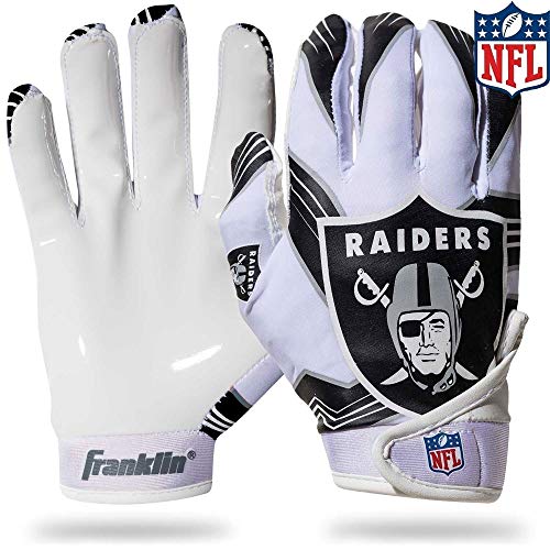Franklin Sports Las Vegas Raiders Youth NFL Football Receiver Gloves - Receiver Gloves For Kids - NFL Team Logos and Silicone Palm - Youth M/L Pair, Team Specific (70007F22)