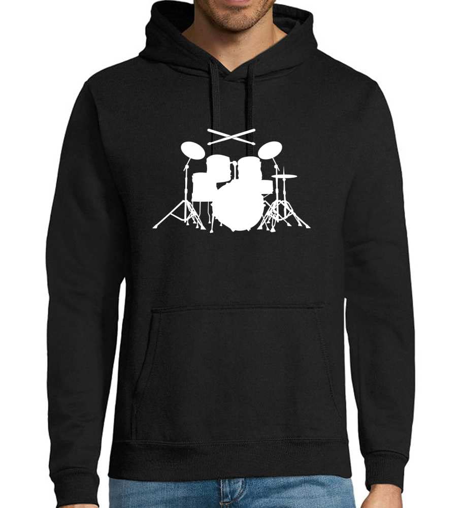 Perkusja z patyczkami męska bluza z kapturem, czarny, 4XL