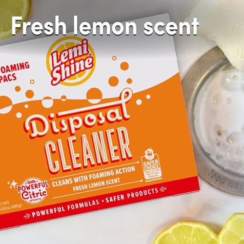 Image of Lemi Shine Foaming Garbage Disposal Cleaner and Deodorizer - Citric Acid Cleaning Powder - Fresh Lemon Scent - 16.92 oz (16 Pack)