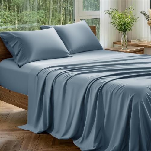 Image of 100% Organically Grown Bamboo Viscose Queen Sheet Set with Pockets on Side