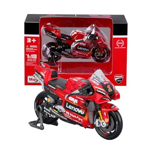 MAISTO - Ducati Lenovo Team 2023 Bagnaia #1 - Realistisches Motorradmodell im Maßstab 1:18, offizielle Ducati Lizenz, empfohlenes Alter ab 3 Jahren