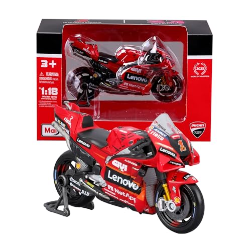 MAISTO - Ducati Lenovo Team 2023 Bagnaia #1 - Maquette réaliste de Moto à l'échelle 1:18, Licence Officielle Ducati, âge recommandé 3+ Ans