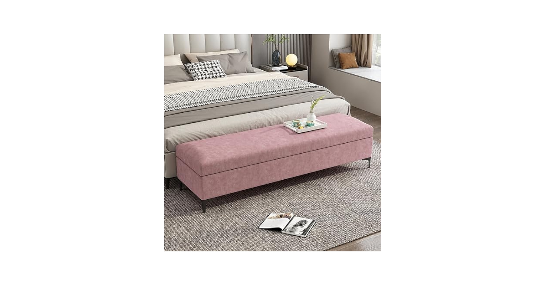 Amazon.co.jp: 収納付きベンチシート、寝室収納ベンチ、布張り