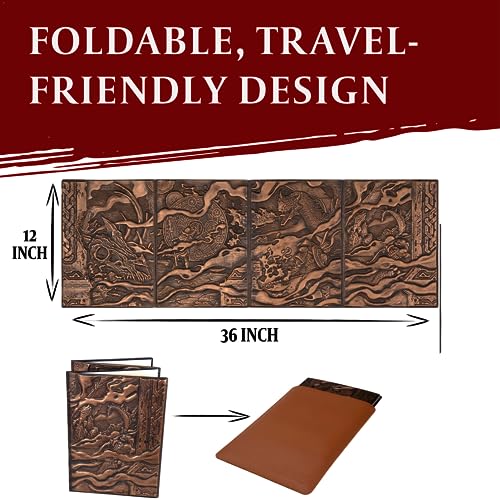 Image of DND DM Screen 5e - D&D Dungeon Master Screen 3D Faux Leather with Customizable Inserts - Dungeons & Dragons GM / Game Master Accessories Gift for Man or Woman. Hide Dice Rolls, Maps & Books (Bronze).