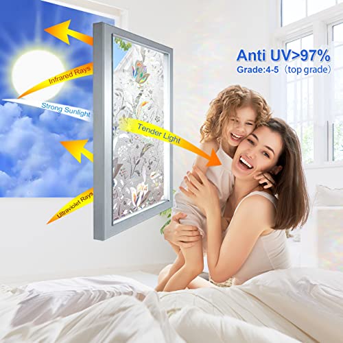 Image of CottonColors Window Privacy Film 35 inchx118 inch, 3D Rainbow Window Film
