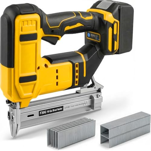 18GA Cordless Nail Gun Compatible with Dewalt 20V— Multi Electric Brad Nailer & Staple Gun with 500 Nails and 500 Staples for Woodworking, Dual Safety Switch, 2 Firing Modes (No Battery)