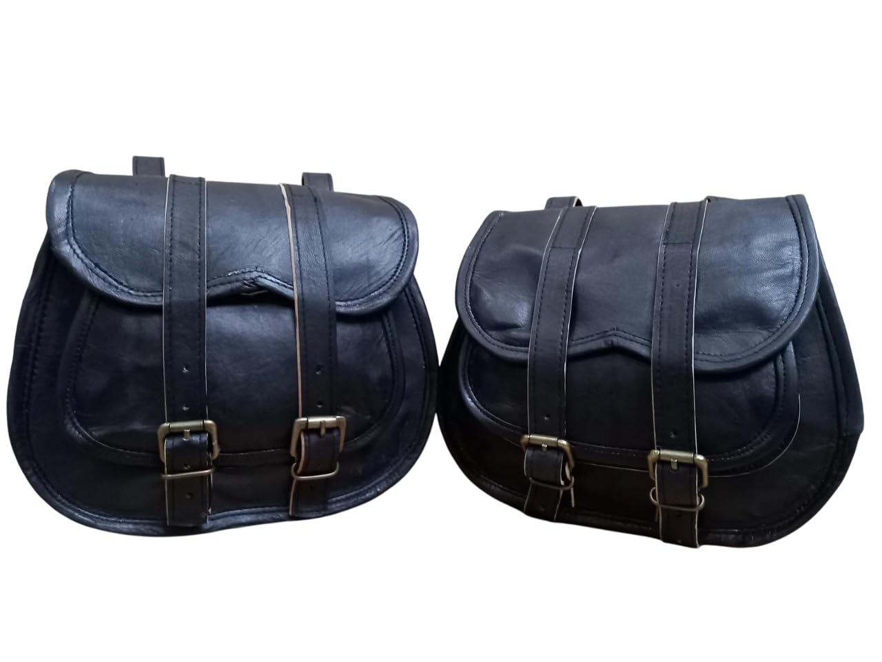 American Blue Borse da sella per moto, tasca laterale per bicicletta, borsa per attrezzi in pelle (2 tasche) (nero)
