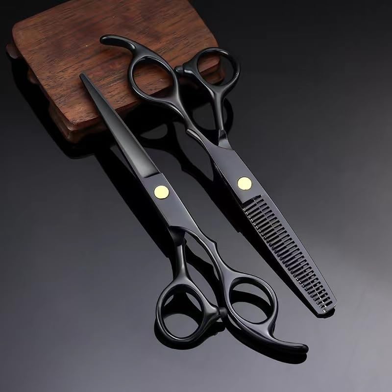 Hair Cutting Shears 6 Inch Professional Black Salon Barber Scissor Hair Scissors Hairdressing Cutting Thinning Shears Set