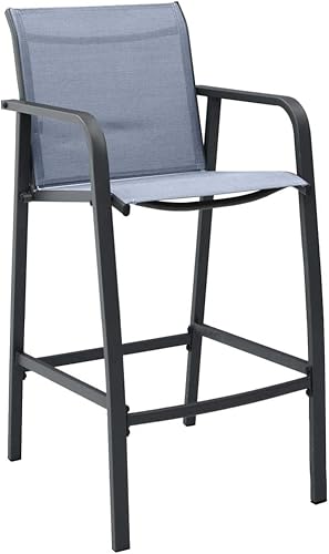 Miniatura 3 de Sillas de bar para patio, 2 piezas, textileno gris, comedor, asientos al aire libre, sillas exteriores Sillas para Comedor para terraza, patio,