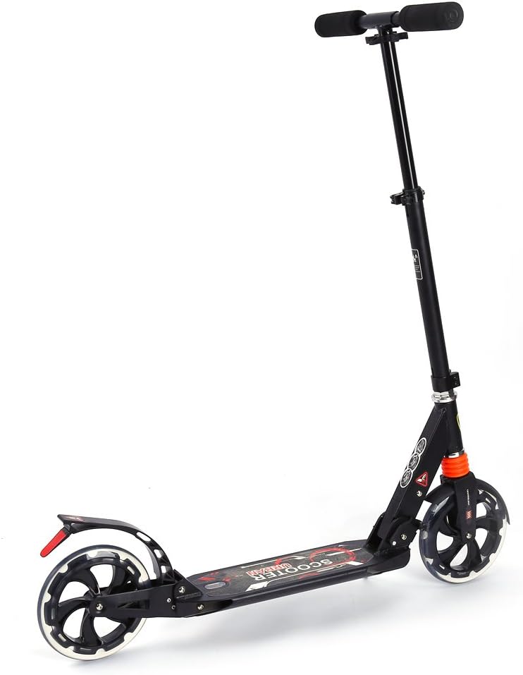 sococo Folding Scooter, 89 to 104cm Height Adjustable Kick Scooter Town Urban City Commuter Push Adult Scooter with 2 Big 200mm Wheels