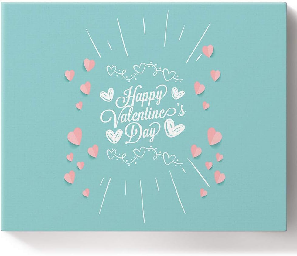 Happy Valentine’s Day Painting by Number Kit On Canvas for Beginners Easy Acrylic on Canvas with Paints and Brushes Unique Gift Dreamlike Heart Teal Pinl White 12×16 Inch