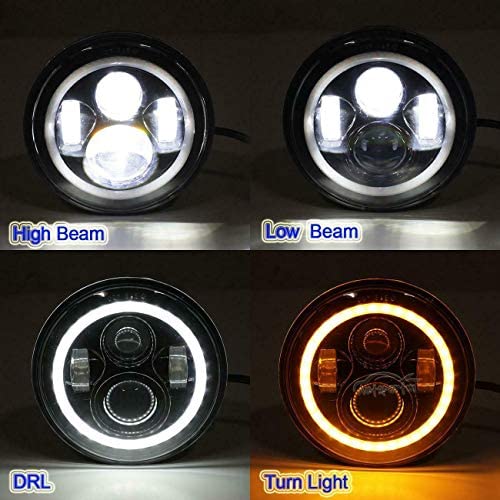 Autofu Dot Led Headlights With Turn Signal Halo Ring Lights For Volkswagen Vw Beetle Classic, 7 Inch Round Sealed Beam H5024 H6017 H6024 Conversion Kit High Or Low Beam Drl Lamps H4 H13 #TOP1