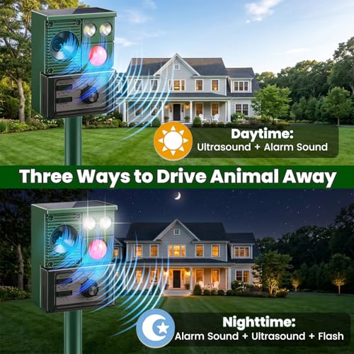 Repelente solar de animales al aire libre con sensor ultrasónico 2026 7