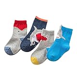 Anbaby Boys Athletic Socks Fashion Cotton Short Crew Socks (L/6-8years, Shark)