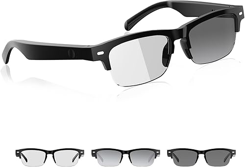Lentes inteligentes para hombres y mujeres – Gafas de audio Bluetooth con lentes fotocromáticas, micrófono y altavoz integrados IPX4 impermeable
