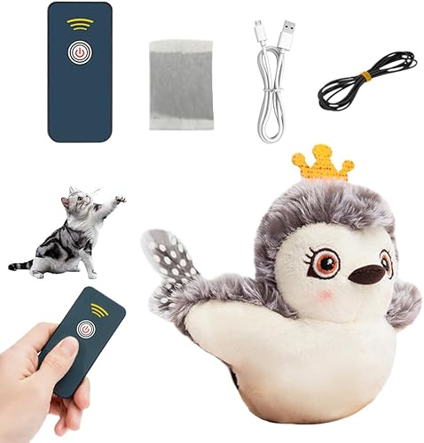 Juguete de gato con forma de pájaro aleteante, 3 modos de aleteo, juguete recargable interactivo para gatos, juguete recargable interactivo para