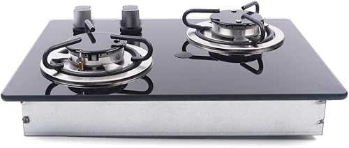 Estufa de gas, quemador de gas LPG de 2 quemadores, panel de vidrio templado, encimera de estufa de gas caravana, perilla de control para disponible en Yaxa Colombia