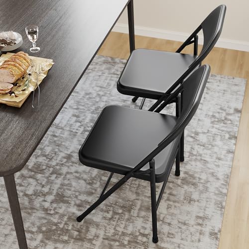 8 Pack All-Steel Folding Chairs Set of 8, Heavy Duty Metal Foldable Dining Chair with Backrest, Hold Up to 350 LBS, Black Portable Fold Chair for Home, Office, Indoor & Outdoor Events - Image 7
