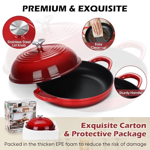 Bread Dutch Oven for Sourdough Baking (5.5 QT), Joyfair Enameled Cast Iron Dutch Oven Pot with Lid, Sourdough Bread Pan with Heavy Duty Dual Handles, Non-Stick & Even Heat, Oven-safe up to 500°F, Red by Joyfair - Image 6