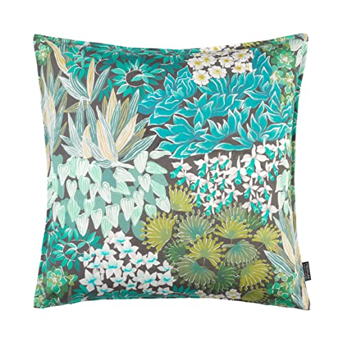 Proflax Kissenhülle Kissenbezug Tropea Blumen Farbe: Lagune (40x40 cm Kissenbezug)