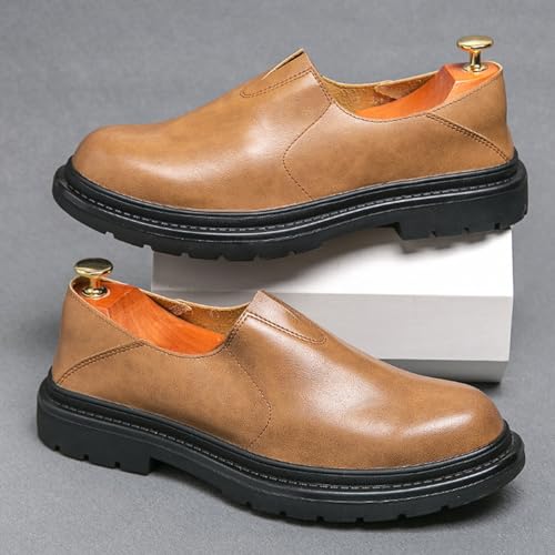 Men's Leather Slip-On Casual Loafers Comfortable Lightweight Walking Shoes Business Working Office Oxford Shoes3