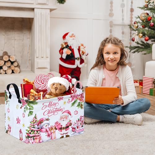 Image of Christmas Basket Box Hamper Storage Basket Collapsible Organizer Bin Gift Shelf Baskets for Home and Kitchen Storage