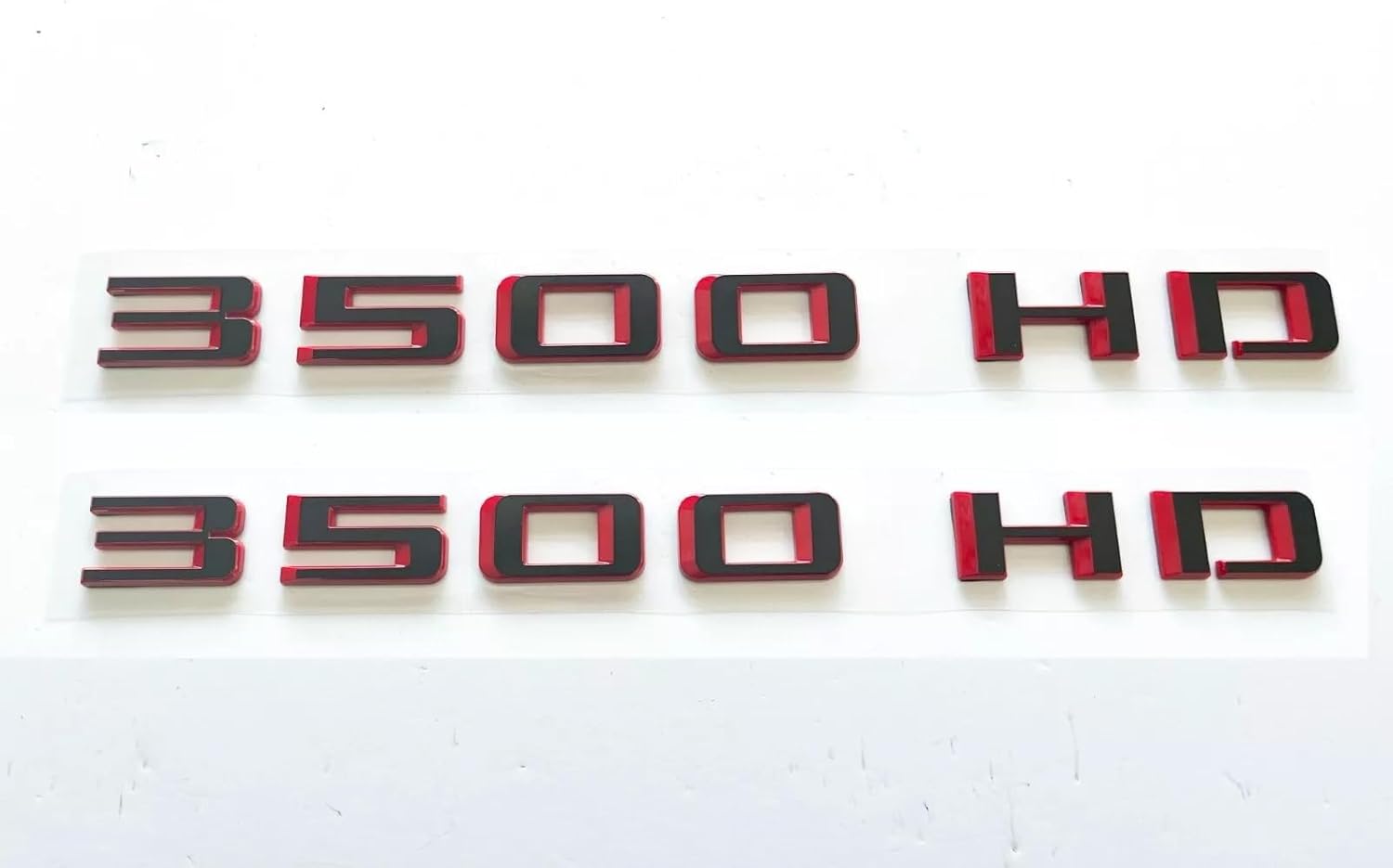 Pair Set 2019-2023 3500HD 3500 HD Door Side Emblem Badge Nameplate (Black Red)