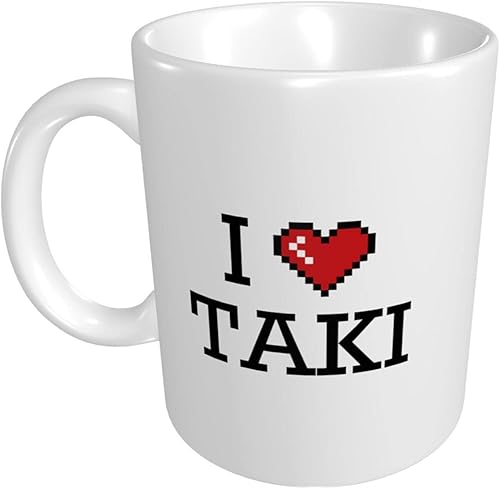 Tazas de café divertidas de gran tamaño para mujer, regalo de taza de Taki con texto en inglés "I Love Taki", regalo