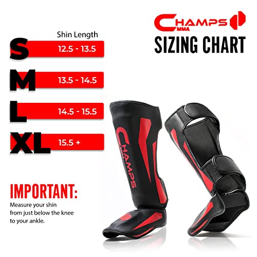 Champs MMA Martial Arts Shin Guards – Padded, Adjustable Muay Thai Leg Guards with Instep Protection for Kickboxing/MMA Training and Sparring – Durable, Professional MMA Equipment (X-Large, Pink)