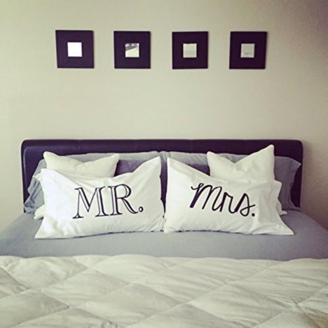 Oh, Susannah Mr and Mrs Pillow Cases - Anniversary Wedding Gift - Couple Pillowcases His & Hers (2 Queen Size Pillowcases) Girlfriend Gifts