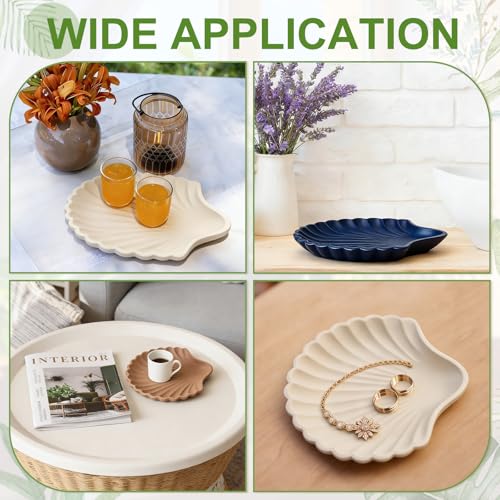 Bandeja decorativa de madera uxcell en forma de concha para centro de mesa de cafe 8
