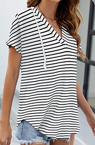 Image of Womens Long Sleeve V Neck Hoodie Sweatshirts Lightweight Pullover Tops