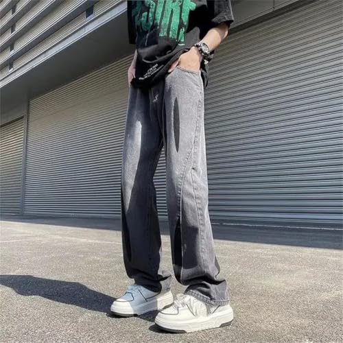 Men Jeans with Pockets Goth Trousers Wide Leg Streetwear Cowboy Pants2