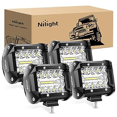 AMAZON - Nilight 4PCS LED Pods 4Inch 60W Triple Row Flood Spot Combo 6000LM Light Bar Driving Fog Lights Led Off Road Lighting for Trucks Pickup Jeep ATV UTV SUV Boat Light