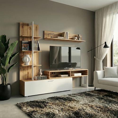 Komodee Ensemble TV Canmore Noir Graphite/Noir Marbre 241x122x37 cm