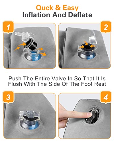 Sunany Inflatable Travel Foot Rest Pillow, Airplane Bed For Kids And Toddler, Adjustable Height Portable Travel Pillow, Elevating Leg Rest Pillow For Airplanes, Trains, Cars, Home, Office (2 Pack) #TOP5