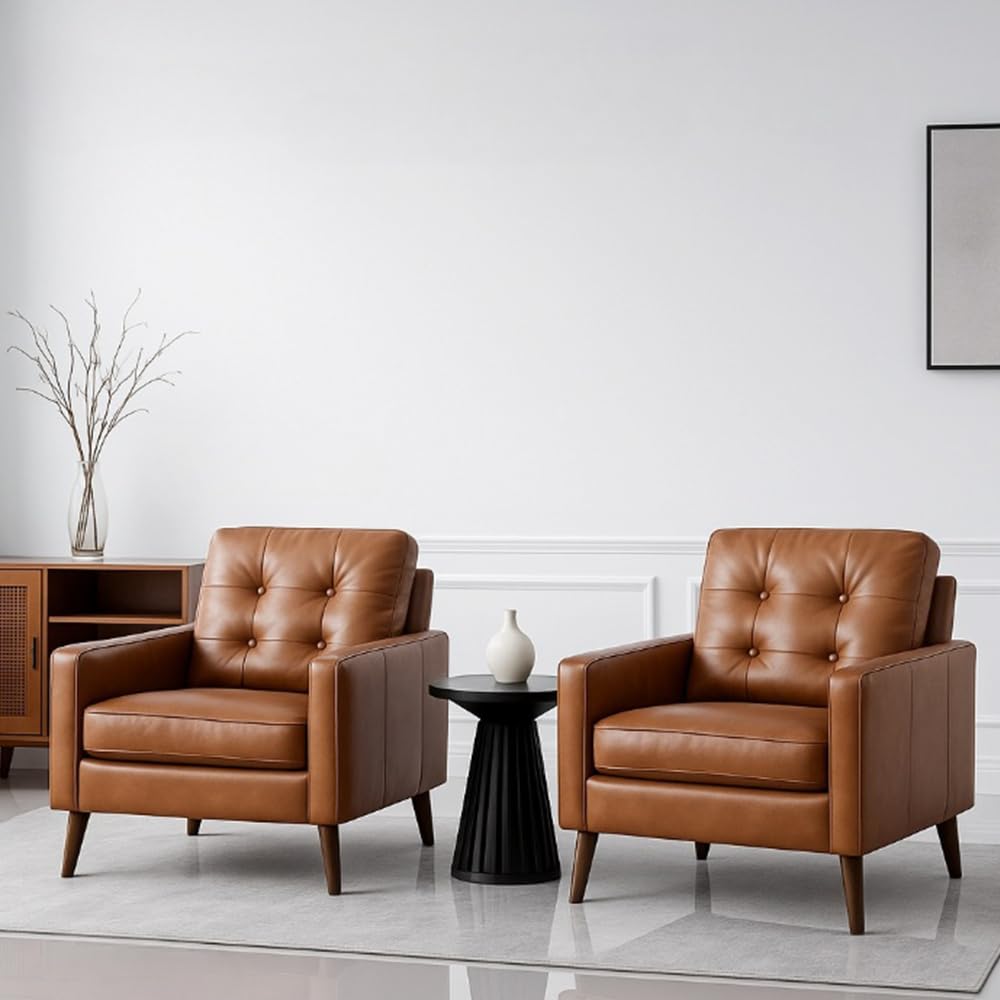 Amazon.com: Wahson Accent Chairs Set of 2, Faux Leather Tufted