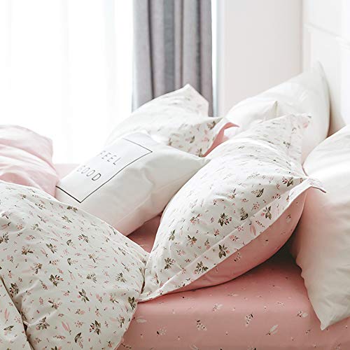 Image of HIGHBUY Kids Pink Floral Printed Fitted Sheet Twin Size 1 Piece Bedding Collection 100 Percent Cotton Solid Wrinkle Free Comfortable Deep Pocket Twin, Floral