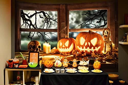 Pumpkin Tapestry Wall Hanging Banner - 59"X79" Tapestry Decoration For Bedroom Living Room Large Scary Dark Night Skull Ghost Bat Poster Tapestry , Horror Themed Party /Haunted House Wall Decor #TOP1